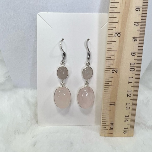 Rose Quartz 925 Gemstone Earring - Picture 2 of 3